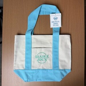 NWT 2026 Limited Trader Joe’s Mini Pastel Canvas Tote Bag - Blue